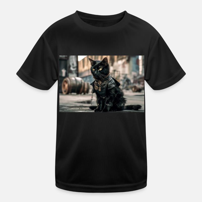 Cat Black 5 Kinder Funktions-T-Shirt