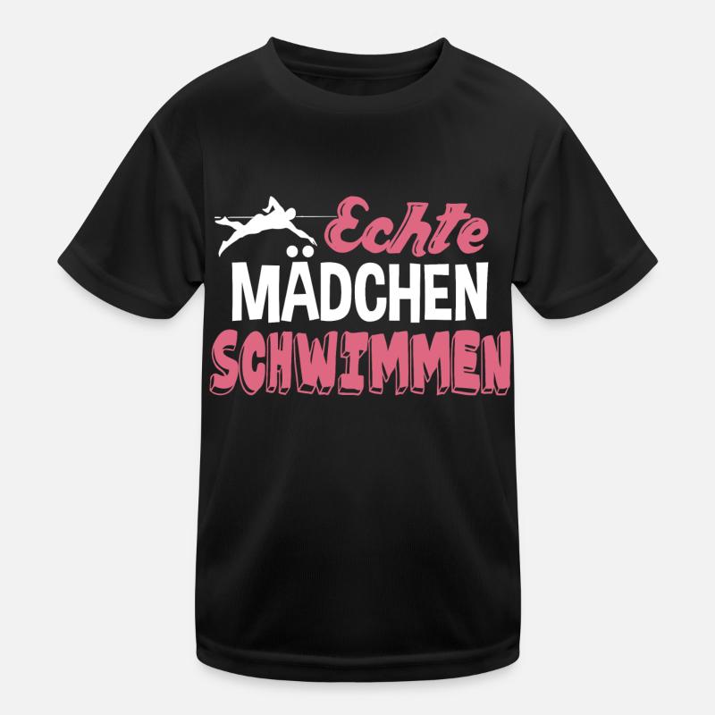 Echte Mädchen schwimmen Kinder Funktions-T-Shirt