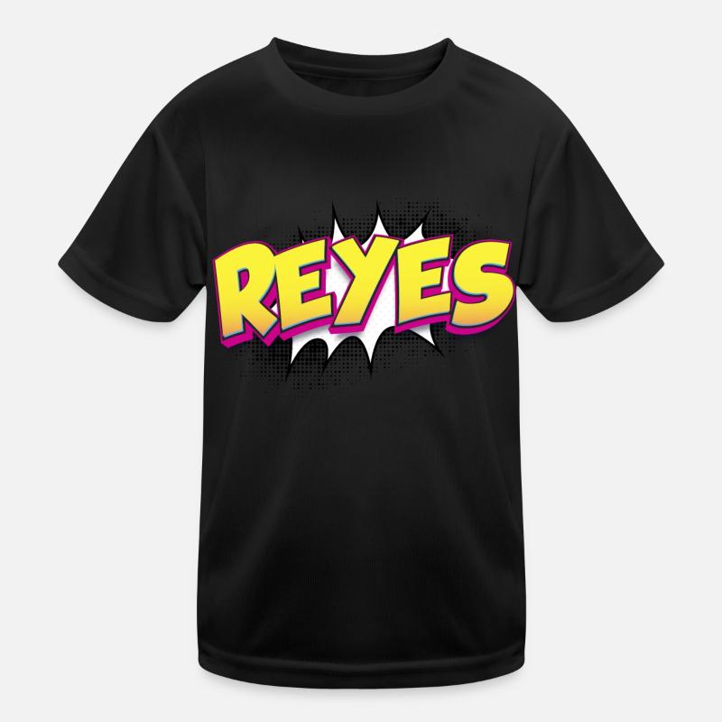 Reyes Custom Name Comic Book Style Pop Art, Reyes Kids Functional T-Shirt