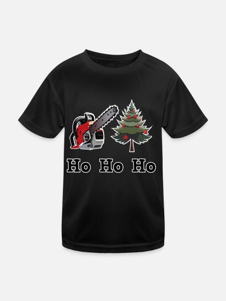 Weihnachtsbaum Kettensägentraum - Kinder Funktions-T-Shirt - Schwarz - Vorne