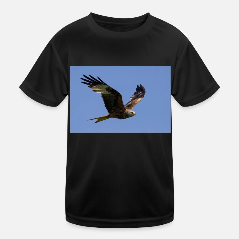 Red kite in flight - Kids Functional T-Shirt - black