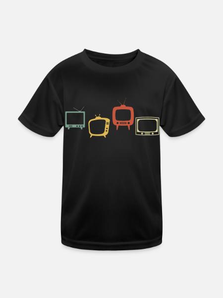 Vintage-Retro-Fernseher - Kinder Funktions-T-Shirt - Schwarz - Vorne