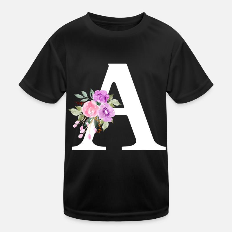 Lila Blumenbuchstabe Kinder Funktions-T-Shirt