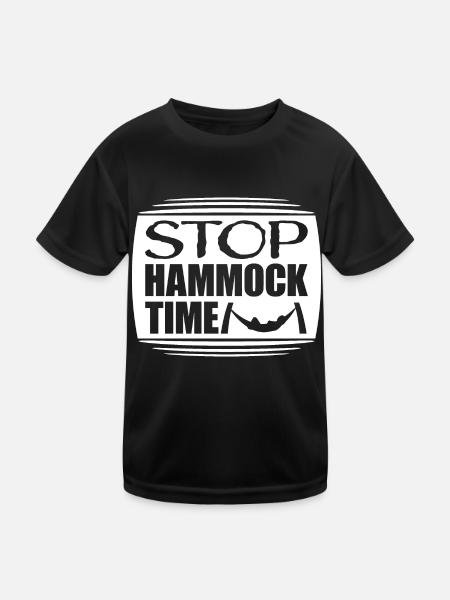 Funny Stop Hammock Time Relaxing Sleeping Camping - Kids Functional T-Shirt - black - Front