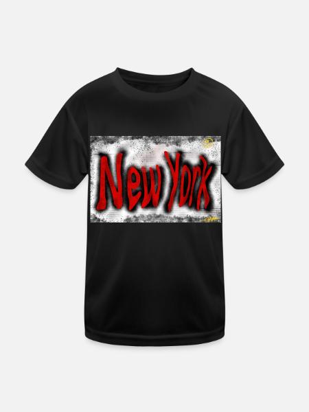 New Yorker Straßenkunst - Kinder Funktions-T-Shirt - Schwarz - Vorne