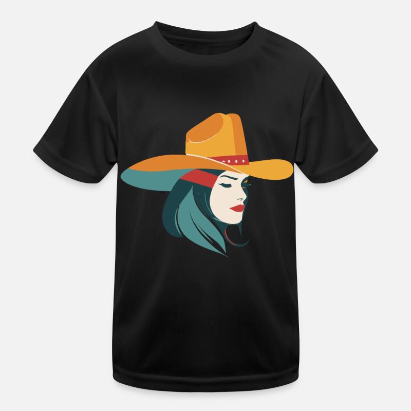 Girl with cowboy hat Kids Functional T-Shirt