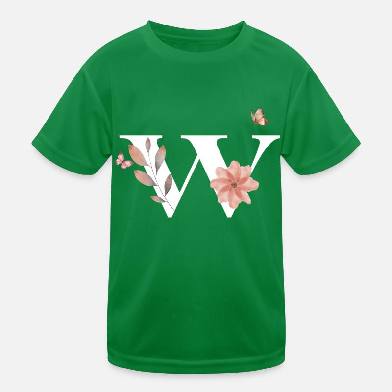 Buchstabe w Wildblumen Aquarelle Kinder Funktions-T-Shirt