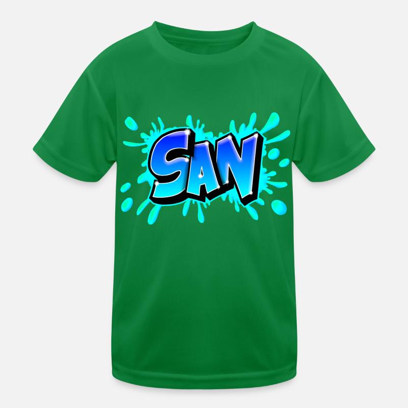 Graffiti San splash blau Kinder Funktions-T-Shirt