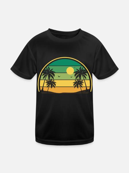 Retro Summer Sunset - Kids Functional T-Shirt - black - Front