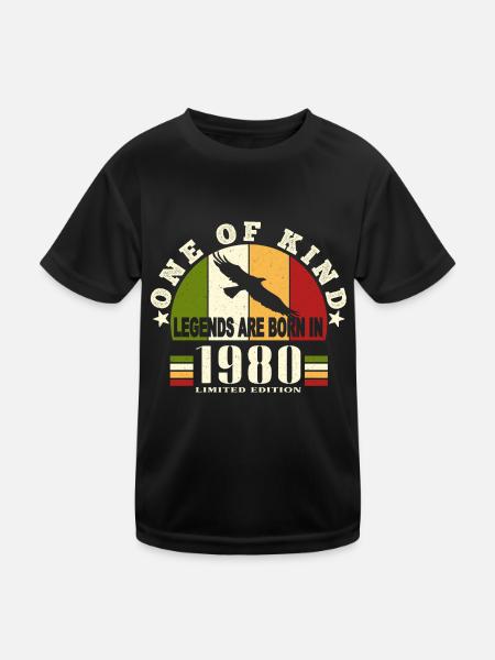Legend Born 1980 Birthday 44 Years - Kids Functional T-Shirt - black - Front