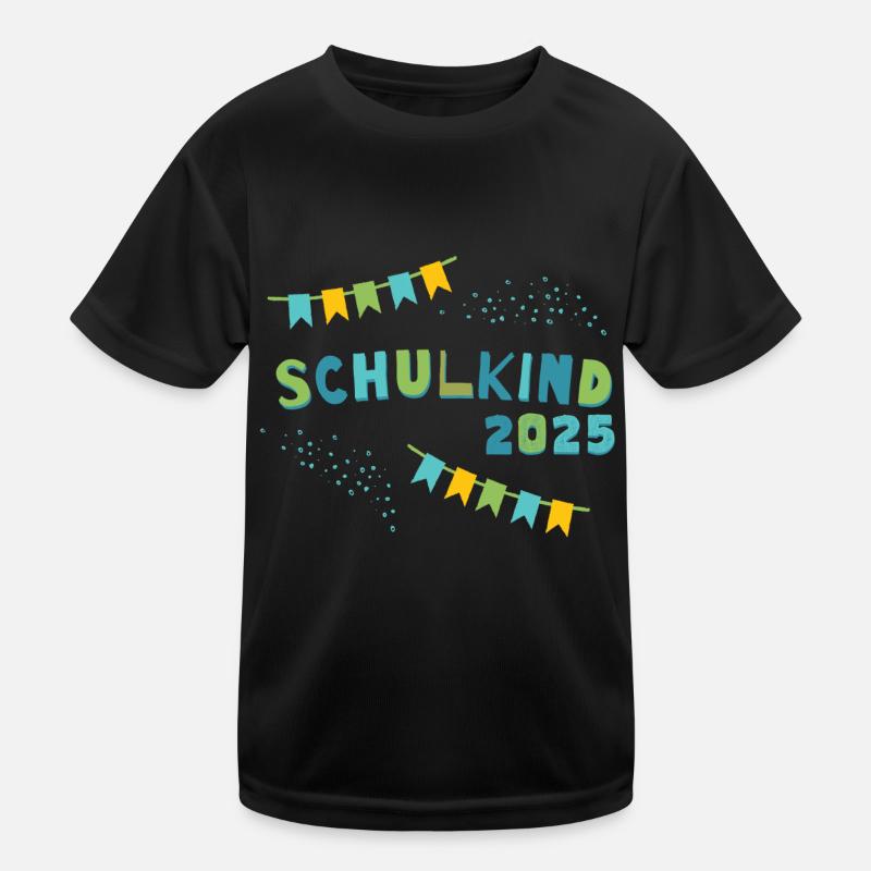 Schulkind 2025 Gelb Blau Junge Mädchen Einschulung Kinder Funktions-T-Shirt