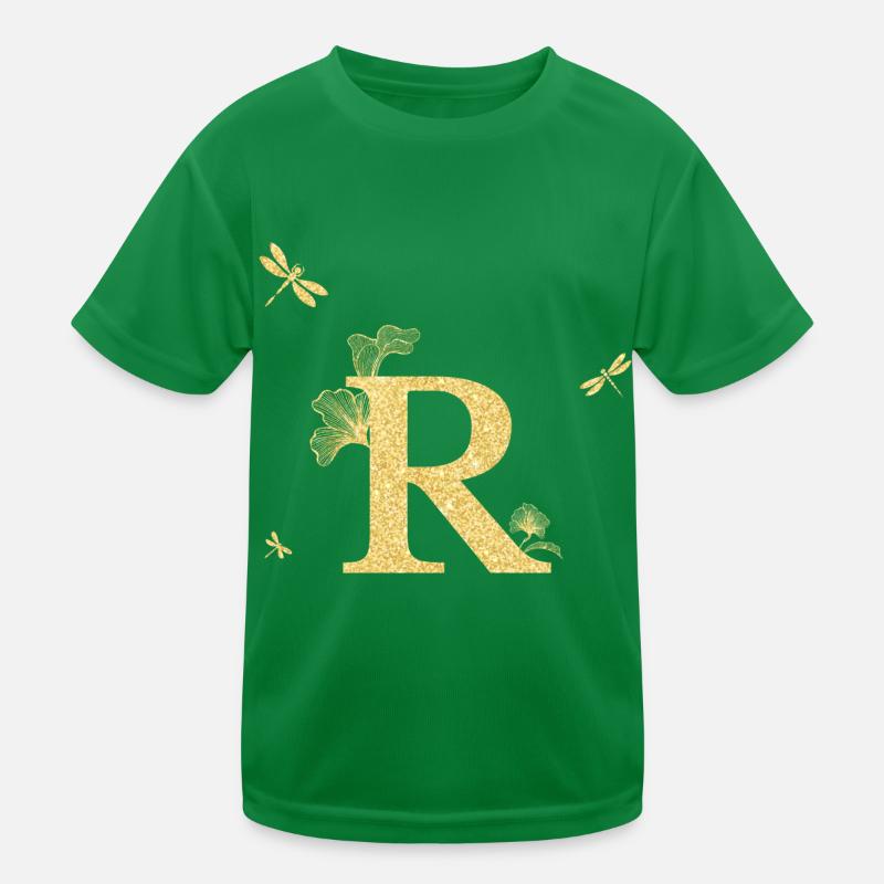 Buchstabe r Goldene Glitzer Libelle - Geschenkidee Kinder Funktions-T-Shirt