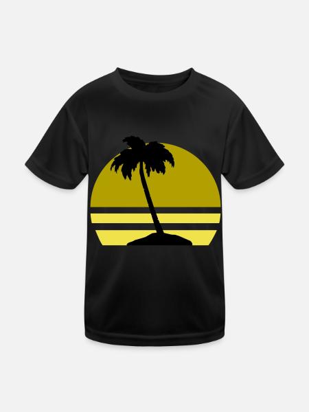 palmen insel - Kinder Funktions-T-Shirt - Schwarz - Vorne
