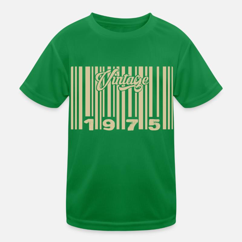 Vintage 1975 Barcode 1975: Year 2025. Kids Functional T-Shirt
