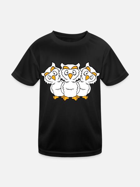 3 Owls Team Friends Party Crew Three Brothers Troop - Kids Functional T-Shirt - black - Front