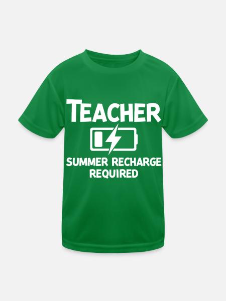 Teacher Summer Recharge Required - Kids Functional T-Shirt - kelly green - Front