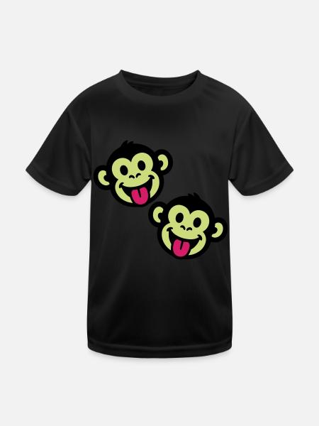 Affen Lustig - Kinder Funktions-T-Shirt - Schwarz