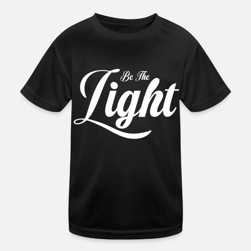 Sei das Licht | Weiße Typografie reinigen Kinder Funktions-T-Shirt