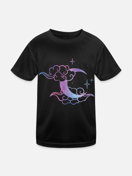 Pastell Goth Mond Niedlicher Mond Kunst - Kinder Funktions-T-Shirt - Schwarz - Vorne