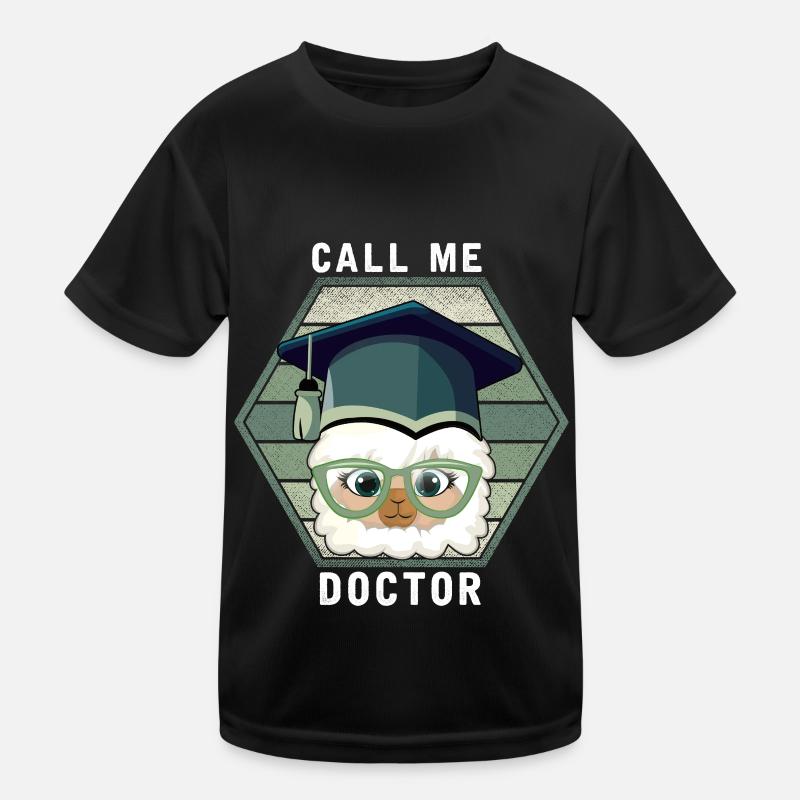 Doctor Degree PHD Funny Llama Alpaca Kids Functional T-Shirt
