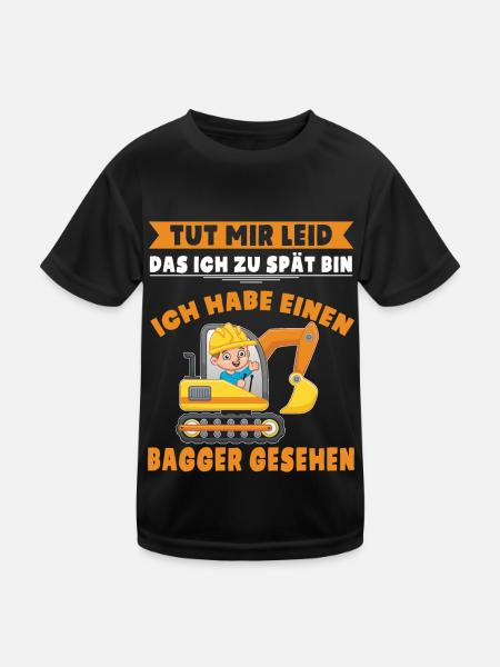 Bagger Jungen Lustiges Bagger - Kinder Funktions-T-Shirt - Schwarz - Vorne