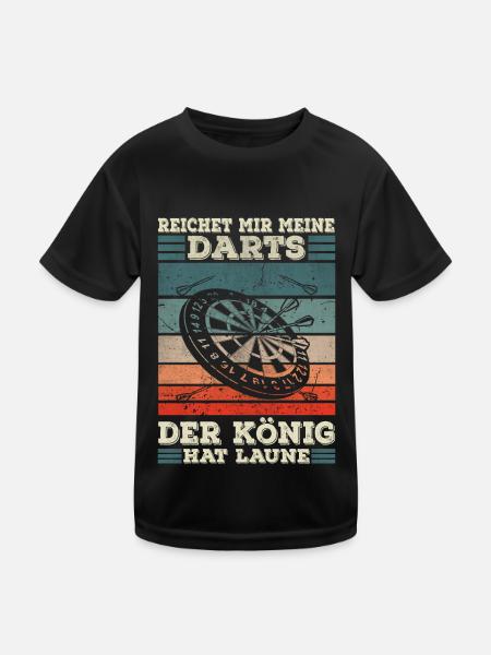 Darts König Dart Fan Lustiger Dart Spieler - Kinder Funktions-T-Shirt - Schwarz - Vorne
