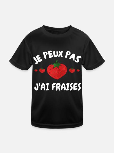 je peux pas j ai fraises - T-shirt sport Enfant - noir - Devant