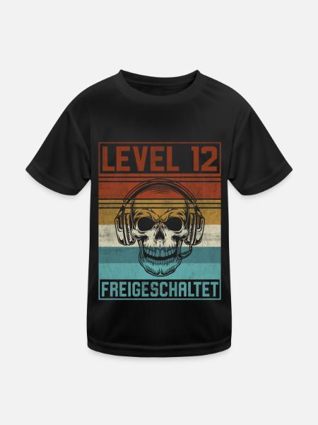 12. Geburtstag Gamer Level 12 Jahre - Kinder Funktions-T-Shirt - Schwarz - Vorne