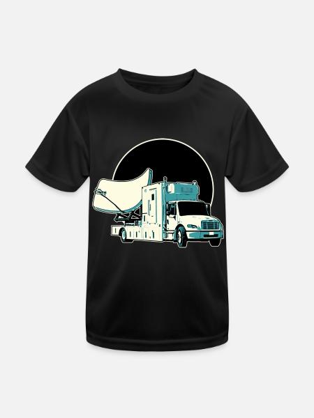 Satellite Truck Illustration - Kids Functional T-Shirt - black - Front