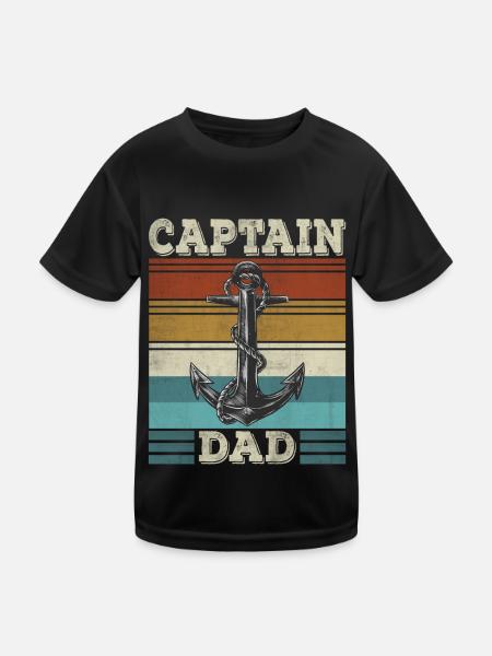Captain Papa Sailboat Anchor Sailor Papa - Kids Functional T-Shirt - black - Front