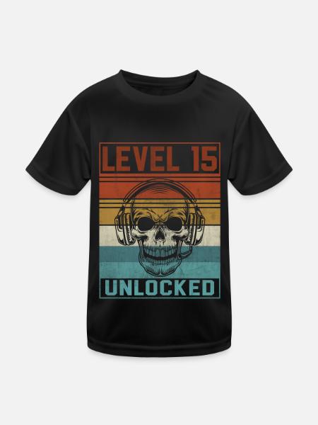 Gamer 15th Birthday - Kids Functional T-Shirt - black - Front