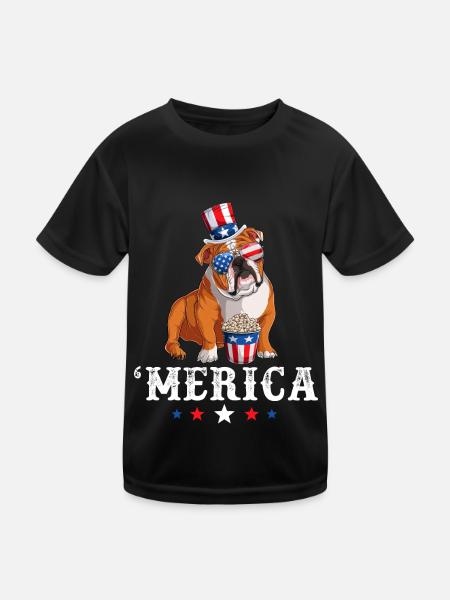 Merica Bulldog Hommes Femmes USA Drapeau Américain Deutsch - T-shirt sport Enfant - noir - Devant