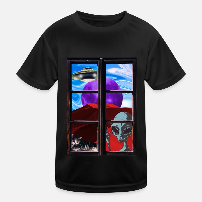 Étrange chat extraterrestre OVNI T-shirt sport Enfant