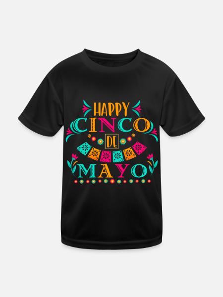 Cheerful Cinco De Mayo Mexican Fiesta - Kids Functional T-Shirt - black - Front