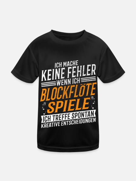 Blockflöte Musiker Kreativer Blockflötenspieler - Kinder Funktions-T-Shirt - Schwarz - Vorne