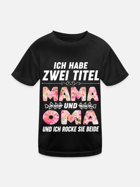 Muttertag Oma Mama Blumen - Kinder Funktions-T-Shirt - Schwarz - Vorne
