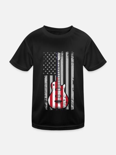 Guitare Drapeau américain USA Mélomanes - T-shirt sport Enfant - noir - Devant