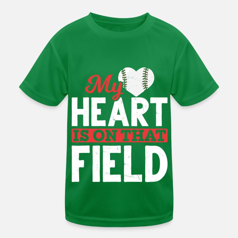 Kids Baseball Softball Mama Baseball Heart Kids Functional T-Shirt