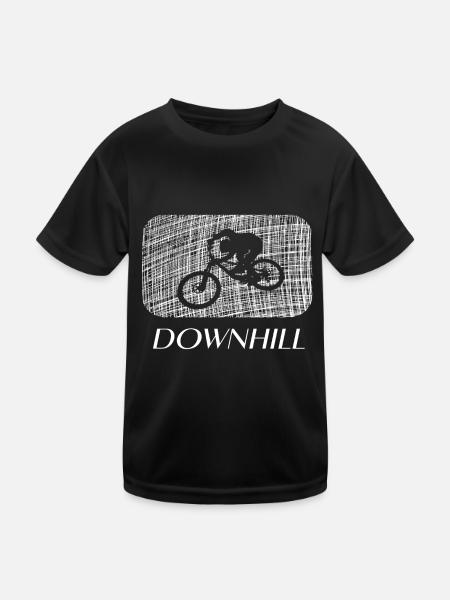 Downhill biken - Kinder Funktions-T-Shirt - Schwarz - Vorne
