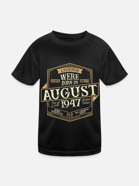 August 1947 Birthday man - Kids Functional T-Shirt - black - Front