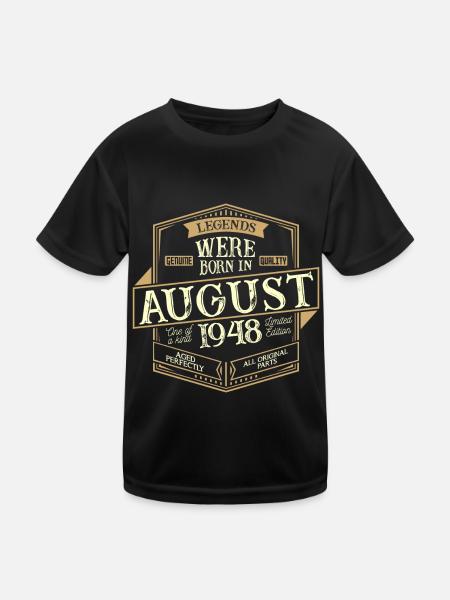 August 1948 birthday man - Kids Functional T-Shirt - black - Front