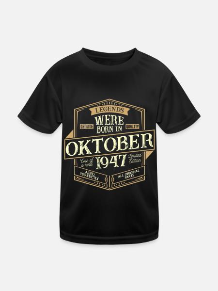 October 1947 Birthday Man - Kids Functional T-Shirt - black - Front