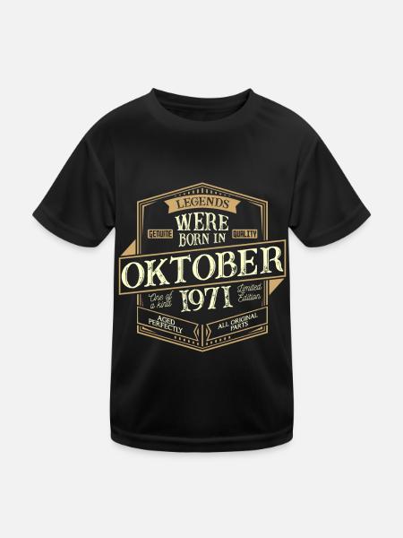 October 1971 birthday man - Kids Functional T-Shirt - black - Front