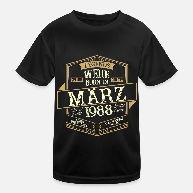März 1988 Geburtstag Mann - Kinder Funktions-T-Shirt - Schwarz