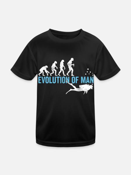 Evolution Graphic Diver Diving Scuba Diver Apnoe S - Kinder Funktions-T-Shirt - Schwarz - Vorne