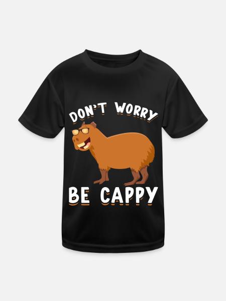 Glückliches Capybara Lustiges Nagetier Capybaras - Kinder Funktions-T-Shirt - Schwarz - Vorne