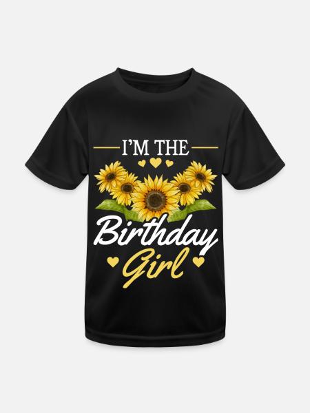 Anniversaire Fille Tournesol Fille Fleur - T-shirt sport Enfant - noir - Devant