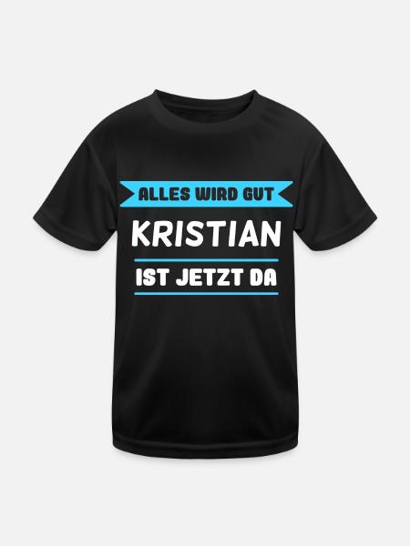 Kristian Name Design für stolze Kristians - Kinder Funktions-T-Shirt - Schwarz - Vorne