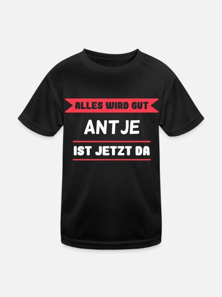 Antje Name Design für stolze Antjes - Kinder Funktions-T-Shirt - Schwarz - Vorne
