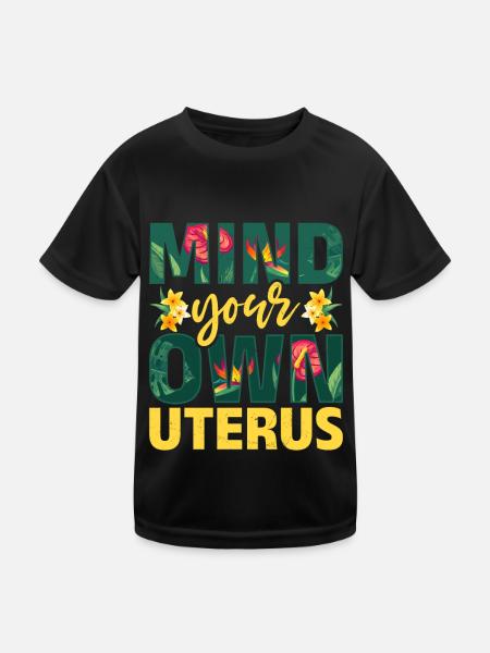 Uterus Blumen Ermächtigung Frauenrechte - Kinder Funktions-T-Shirt - Schwarz - Vorne